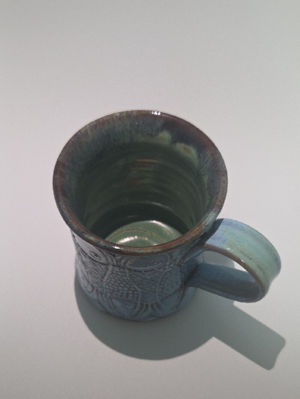 Handcrafted Blue Ceramic Fish Pattern Mug - Picture 2 of 7